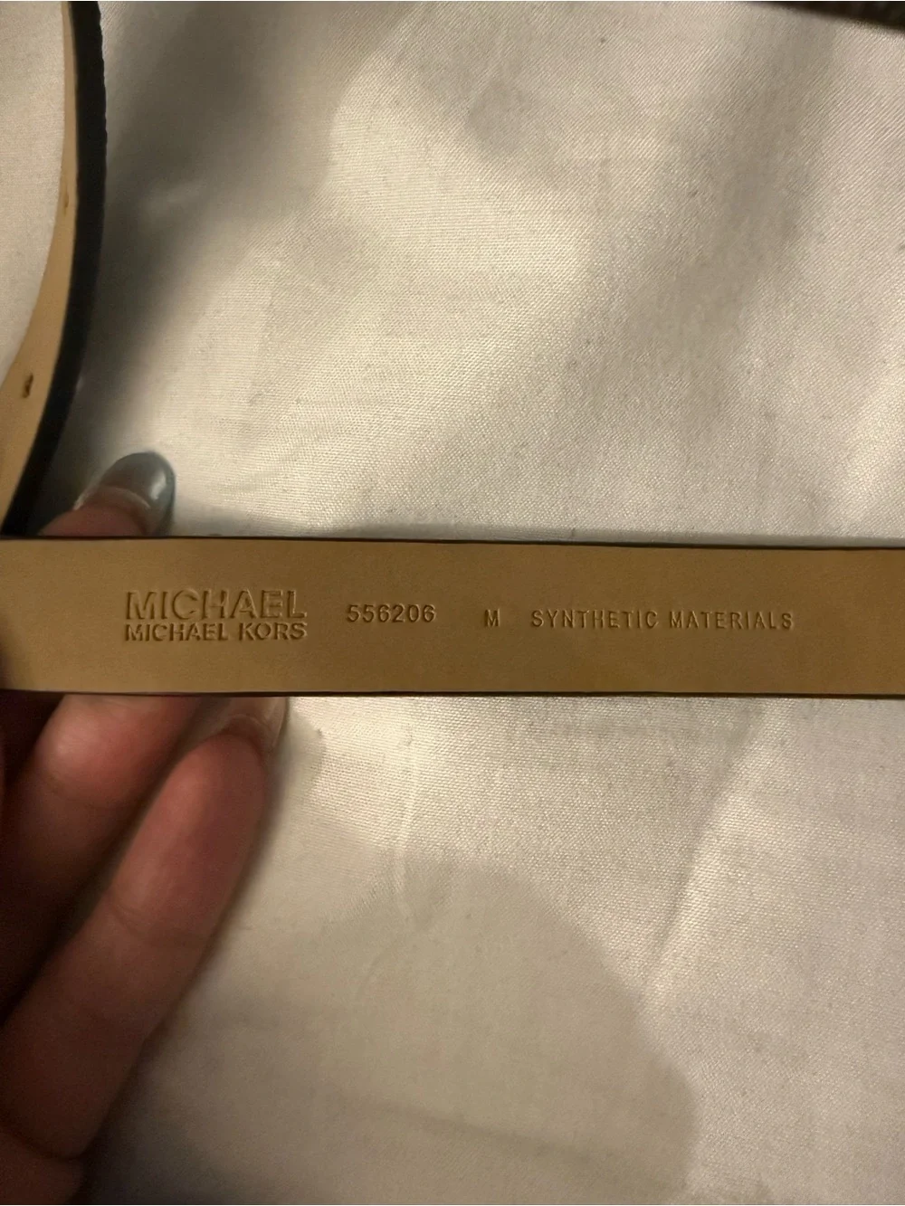 Michael Kors Slim Black Leather Belt with Gold-Tone Buckle